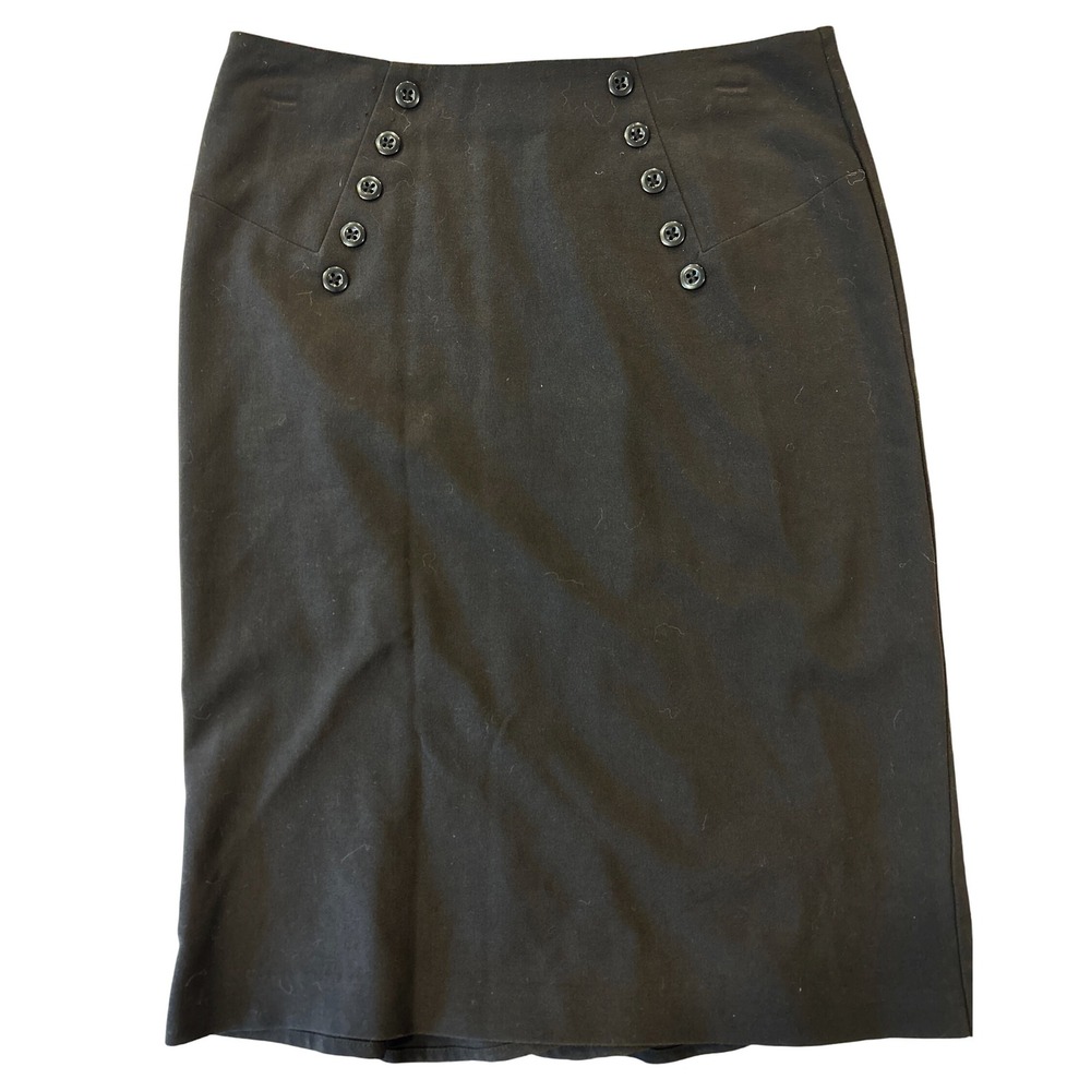 A‎ BYER Black Sailor Button Accent Pencil Skirt Women Size 7 Fishtail back
